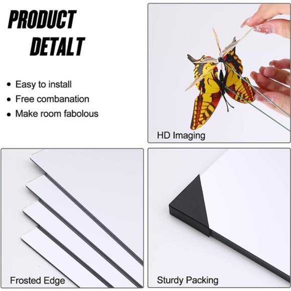 Full Length Wall Mirror Tiles 8'' x 8'' x 8 PCS Frameless Full Body Mirror Tiles - Picture 6 of 6